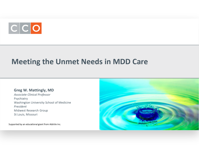Unmet Needs in MDD