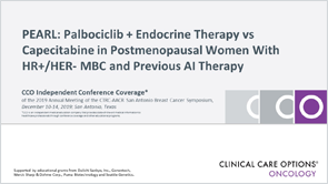 PEARL: Palbociclib + ET vs CAPE in HR+ MBC