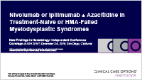 NIVO or IPI Â± AZA in MDS